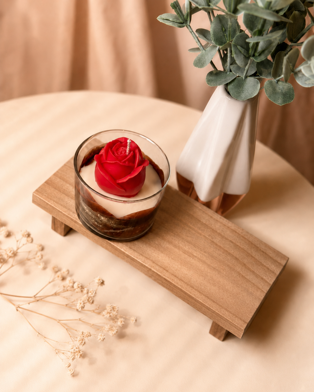 Rosa & Mármol · Vela artesanal personalizable